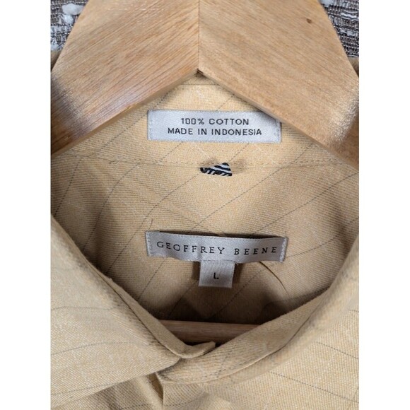 Geoffrey Beene Yellow Button Up Collared Shirt Men's Large - Picture 6 of 6
